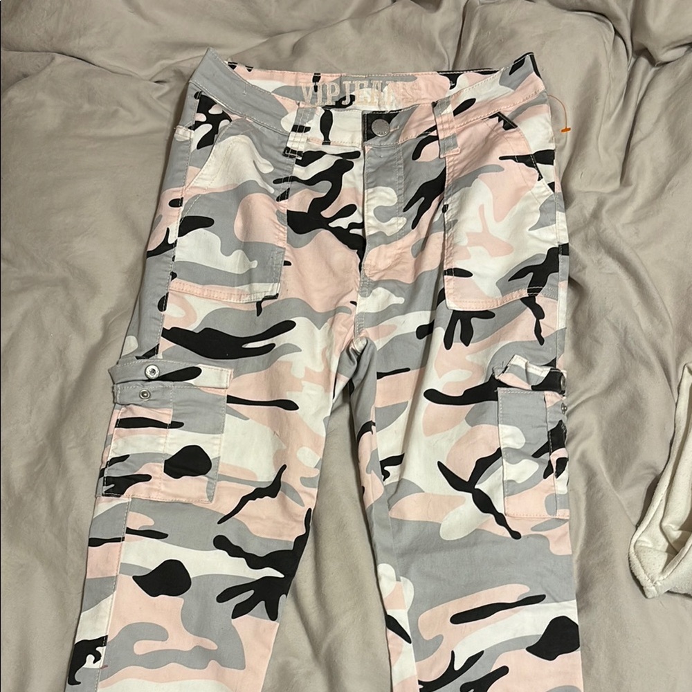 Kid’s Pink and Gray Camouflage Cargo Pants